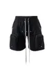 Men's Shorts Spring And Summer Safari Style Multi Pocket Casual Short Pants Long Drawstring Silver Button Washed