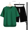 Herrespår Summer Round Neck Solid Color 2 -Stycken Set av shortsleeved stor storlek Tshirt Five Pants Passar Youth Overdimensionerade herrar C 230822