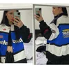 Jaquetas masculinas retrô streetwear motocicleta jaquetas de beisebol masculina harajuku letra bordada de retalhos de retalhos