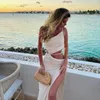 الفساتين غير الرسمية لباس الصيف امرأة 2023 العصرية قطع الحفل الأنيق لحفل زفاف أبيض طويل