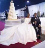 Szlachetne białe kościoła sukienki ślubne vintage beteau satynowy pociąg formalny suknie ślubne afrykańskie długie rękaw
