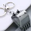 Keychains Creative Mini Simulation Bulldozer Keychain Stereo Excavator Car Key Holder Holle Accessory Model Pendant Ornament