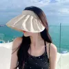 Bérets 2023 Chapeau coréen Femme Influenceur en ligne Pêche Coeur Couleur Plastique Protection solaire Visière Été Voyage en plein air Big Brim S