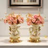 2020 Style européen en céramique doré cygne Vase Arrangement Table à manger décoration de la maison accessoires créatifs éléphant doré Vases HKD230823