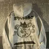 Felpa con cappuccio da uomo Nuove in Retro Cat Hoodie Streetwear Women Giapponese Giapponese Oversize Silver Fox Velvet Coat Y2K Felte Casual Kawaii Cloes L0823