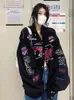Herrtröjor tröjor houzhou svart vintage jacka kvinnor avslappnade jackor långärmad baseball uniform kpop harajuku mode streetwear y2k 230822