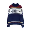 Women's Hoodies Sweatshirts Men Women Christmas Unisex Long Sleeve Knitwear Elk Snowflake High Collar Knitted Tops Casual Couples Sweater Autumn Winter 230823