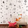 Pegatinas de pared Rocket Ship Astronauta Etiqueta de vinilo creativa para la decoración de la habitación de los niños Planetas del espacio exterior Calcomanía Decoración de la guardería B926 230822