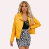 Women's Leather Moto Biker Zipper Jackets Vintage Short Slim Lapel PU Coats Asymmetric Zip for Women 2023