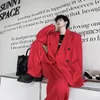 Zweiteilige Hosen für Frauen Superaen Casual Blazer Set High-End High Street Frauen koreanisches Design Retro Black und Red Fashion Stücke Sets
