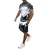 Men's Tracksuits Men Summer Outfit Beach Short Sleeve Printed Shirt Suit Pants With Pockets Mens Jacket Dress