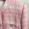 Womens Jackets High Street Est Designer Short Coat Womens Sweet Diamonds Button Wool Blends Woven Colors Plaid Tweed Short Jacket 230822