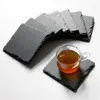 Table Mats 4Pcs/Lot 10x10cm Natural Slate Drinking Cup Coasters Creative Square Glass Mug Home Kitchen Pats Dinging Placemats