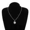 Hänge halsband mode oval locket halsband damer vintage silver färg öppningsbar elegant fest smycken julklapp grossist