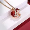 Kedjor Ihues Luxury Heart Red Crystal Pendant Necklace For Women Fashion Jewelry Anniversary Birthday Mother Day Gift