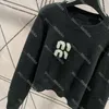 Rhinestone Letter Women Sweaters Pullover Overdimensionerade tröja damer stickade tröjor