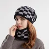 Bérets Bonnet d'hiver Chapeaux Écharpe Ensemble Chaud Chapeau En Tricot Femme Crâne Cap Balaclava Cache-Cou Avec Épais Polaire Doublé Bobble Pour Les Femmes