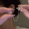 Rücken Ohrringe QXTC Shiny Crystal Butterfly Ohrmanschette Clip für Frauen Mode Quastenkette Blumenschsten Hochzeit Schmuck Schmuck