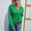 Camisolas femininas 2023 Mulheres vintage suéter de suéter verde com capuz jumper jumper malha de inverno Basic tops outono de malha feminina de malha feminina