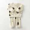 Rompers 2PCS Spring Baby Boy Girl Ubrania Zestawy Bawełniane długie rękawy Kui garniturowe