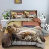 Beddengoed stelt 3D dierpatroon dekbedoverdeksel set schattig patroon beddengoed set quilt cover twin single size home textiel kitten r230823