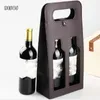 Envoltura de regalo Simple Año de Navidad Fiesta Color Sólido Cuero Impermeable Vino Doble Rama Venta Corta Bolsa de Esposas B152D