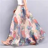 Élégant été bohème Maxi jupe longue jupe en mousseline de soie Saia plage taille haute Tutu décontracté robes Harajuku imprimer vêtements 210623311l