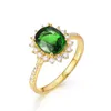 Wedding Rings European And American Fashion Plated 18K Gold Grandmother Emerald Engagement Ring Women's Ornament Living