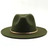 Wide Brim Hats Bucket Blackgreen Simple Church Derby Top Hat Panama Solid Felt Fedoras for Men Women artificial wool Blend Jazz Cap 230822