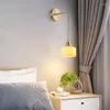 Настенная норма простая нордическая медная стеклянная спальня спальня прикроватная светодиодная коридор проход балконы входные лампы