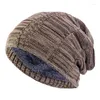 Bérets hiver tricoté Baggy Beanie chapeau pour hommes doublure de fourrure épais chaud Ski Slouchy Cap Bonnet unisexe extérieur Skullies chapeaux décontractés