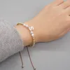 STRAND YASTYT Trendy goud gekleurde kralenschaal brief charme vriendschap acryl parelarmband voor vrouwelijke zeeschelps initialen armbanden