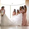 2023 Уникальные румянец розовые длинные платья подружки невесты шелковые атласные вечерние платья для вечеринки без бретелек.