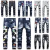 Designer jean maschi pantaloni badge strati allunghi jeans nero buco classico slim fit motociclecolo di denim pantaloni in denim high street mouu266u