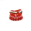 Strand 6PCS Mignon Y2K Harajuku Acrylique Champignon Rouge Fraise Bracelet De Perles Ensemble Pour Les Femmes Egirl Esthétique 90s EMO Bracelet Bijoux
