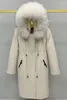 여자 모피 Utra Long Women Parkas 2023 Winter Real Collar Hooded Overcoat 탈착식 렉스 라이너 슬리브 wadded 재킷