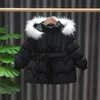 Daunenmantel Winter Kid Girl Mantel Cottonpadd Bug Taillengürtel warm verdickte lange Jacke Parka Baby Outerwear Kleinkind Kinder Kleidung A873 J230823