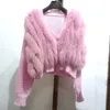 Cardigan tricoté en fausse fourrure pour femme, manteau court de printemps, avec veste naturelle ample, à la mode, pull féminin, 230822