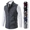 Men's Vests Vest Knitted Sleeveless Sweater Wool Velvet Zipper Cardigan Turn-down Pullovers Turtleneck Sweatercoat Knit Waistcoat