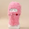 Bonnet/crâne casquettes masque facial tricoté à trou unique couverture de coeur brodée chapeau de cagoule en laine acrylique J230823