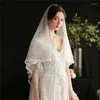 Veli da sposa perle con perline con pettine bordo in pizzo bianco velo da sposa accessori fatti a mano.