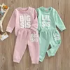 Set di abbigliamento 0-5 anni Autunno neonate Sorella Set di vestiti adorabili Lettera stampata a maniche lunghe Pullover Felpa + Pantaloni