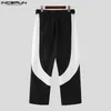 Men's Pants Stylish Well Fitting Long INCERUN Black&White Patchwork Design Trousers Fashion Male Straight Loose Pantalons S-5XL