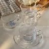 Verres à vin, tasse et assiette en verre coréen Simple, série bleue transparente, petit magasin de desserts frais pour la maison, thé et café de l'après-midi