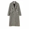 Femmes mélanges de laine pied-de-poule Plaid col rabattu simple vestes cassées automne hiver mode femmes manteau décontracté en vrac élégant laine 230822