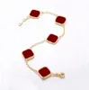 Fashion Classic 4/Four Leaf Clover Charm Bracelets Bangle Chain 18K Gold Agate Shell Mother-of-Pearl for Women Girl Wedding Mother' Day Jewelry Womens High Quality AAA