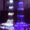 3x3m Waterfall Cront Sticle Lights 320 Светодиоды метеор душ дождь Сказочная струна Кристамс Свадебное праздничное занавес