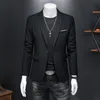 Herenpakken blazers hoogwaardige zakelijke slank fit single buttons pakken jas mannen slank fit casual mode bruiloft bruidegom smoking blazer lagen 6xl-m 230822