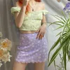 Spódnica w stylu damskim koronkowa fioletowa kwiat druku