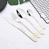 Gold Plated Tableware Cutlery Set Luxury Flatware Set Stainless Steel Knife Fork Spoon Royal Western Dinnerware Silverware Set HKD230812